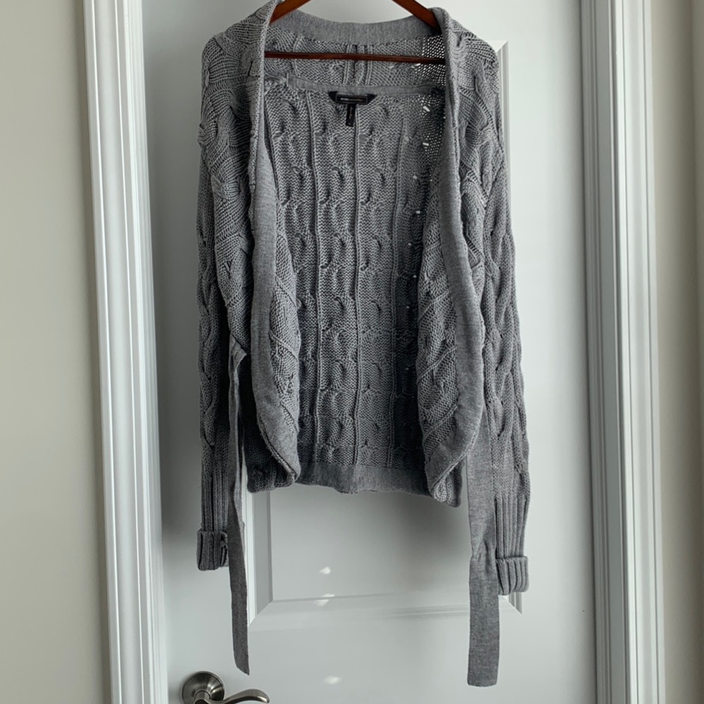 BCBGMAXAZRIA Grey Cableknit Sweater